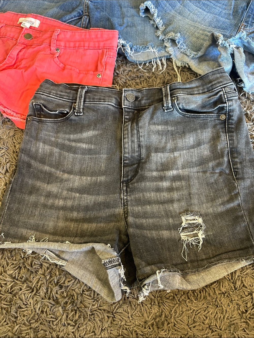 Bundle of Women’s Denim Shorts - Black, Coral, Light Blue - Picture 3 of 9